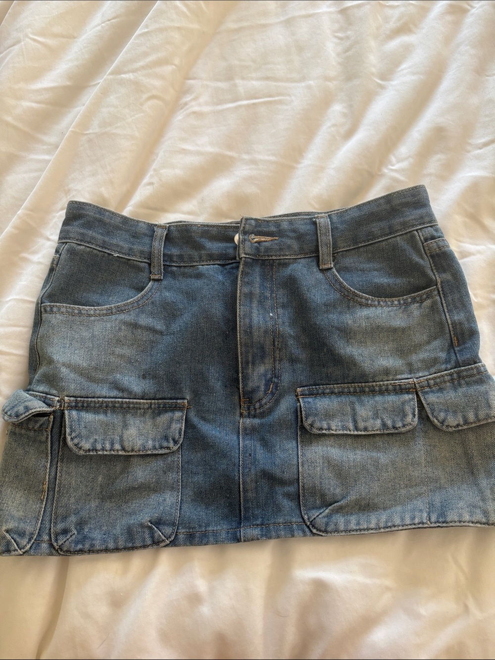 Commense Denim Mini Skirt in Faded Blue